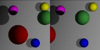 stereo picture of ray-traced spheres