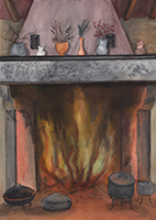 Watercolor of hearth at Massa Italy