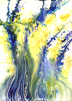 Watercolor water erupting