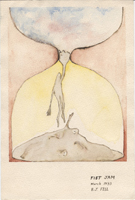 Watercolor of a fist jam in an hour glass by Harriet Fell