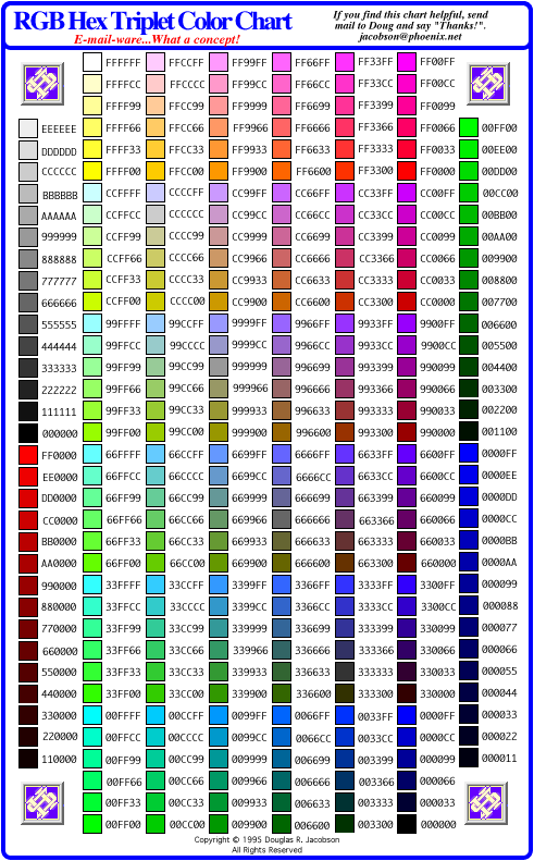 Doug Jacobson's RGB Hex Triplet Color Chart