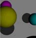 Closeup picture of four spheres with ambient and diffuse light, shadows on the back plane