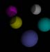 Picture of five spheres in black space with ambient and diffuse light