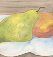 Watercolor peach and pear