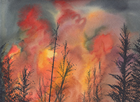 Watercolor of fire