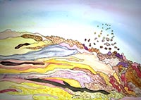 Watercolor - alien landscape